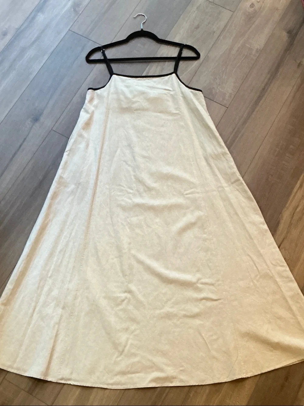 Shy Velvet Cream Maxi Slip Dress with Black Trim - Picture 2 of 9
